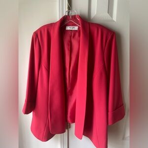 Jones Studio Red Blazer Modern Open-Front Design